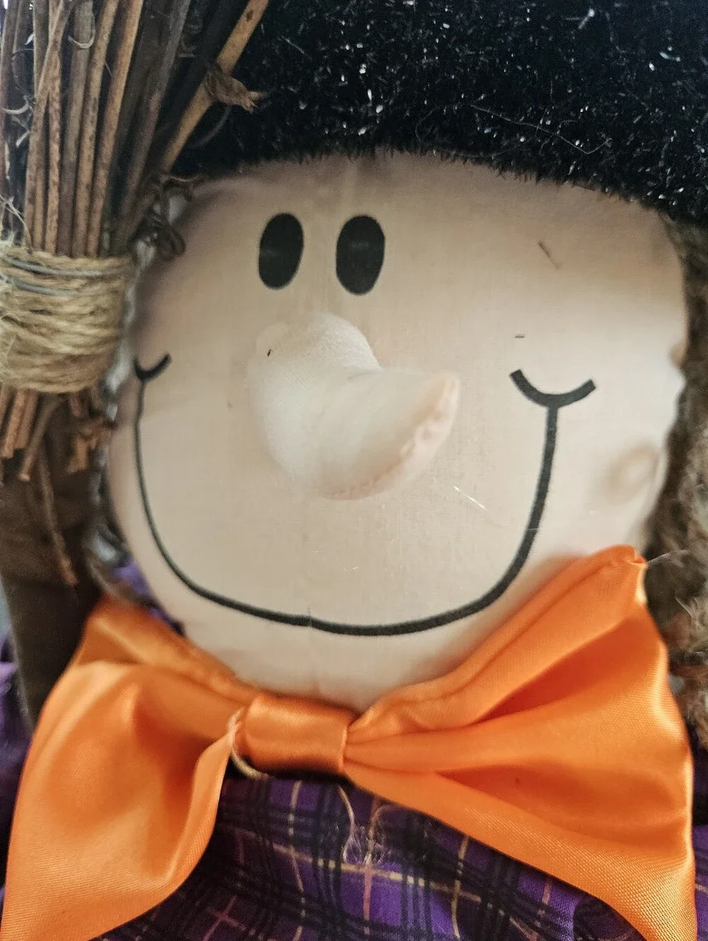 vintage Helga Witch porch sitter Broom adjustable floppy purple orange large
